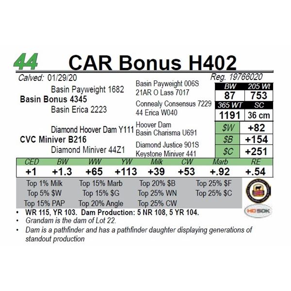 CAR Bonus H402