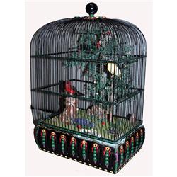 Four Musical Birds in Cage
