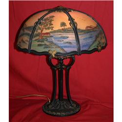 Art Glass Reverse Painted Table Lamp
