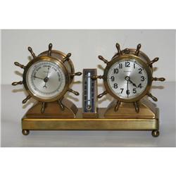 Desk Brass Clock-Barometer