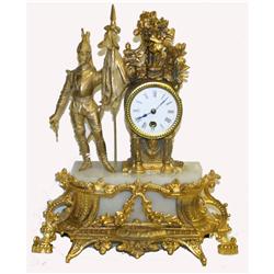 French Statue Clock under Glass Dome
