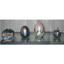 Four Decorative Art Glass Bulbs in Showcase