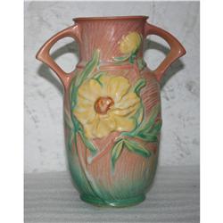 Roseville Pottery Vase - 9" Peony