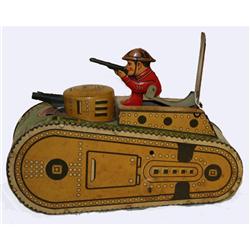 Marx Tin Wind-up Tank, Yellow & Green