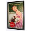 Image 1 : Framed Coca Cola Litho Sign-Girl in Pink