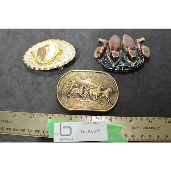 3 WESTERN BELT BUCKLES