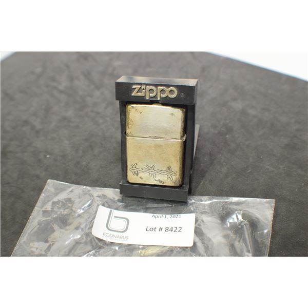 ZIPPO LIGHTER -- BARBWIRE USED