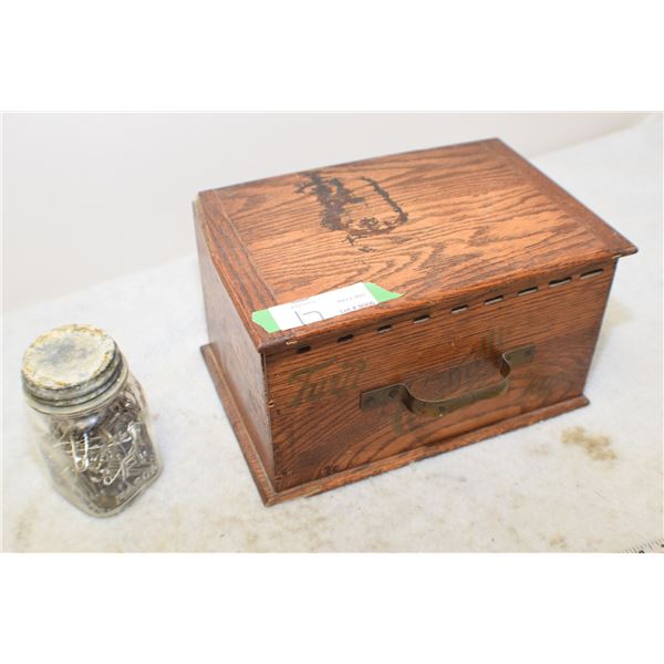 Oak Sewing Chest with Contents