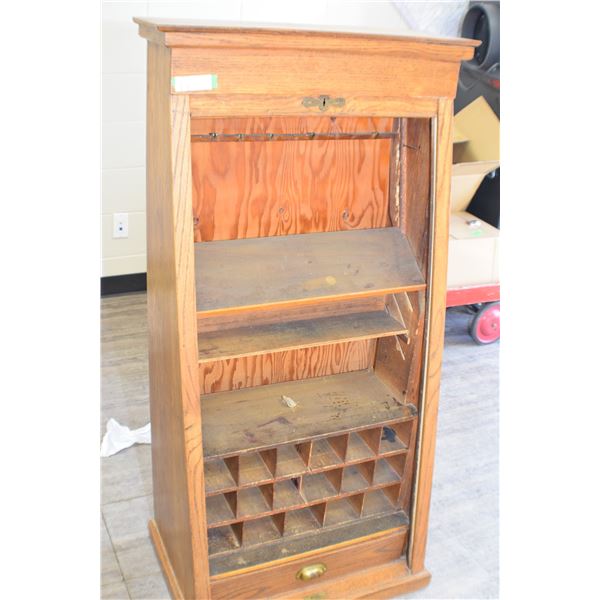 Oak Rolltop Railway Ticket Chest 53x26.5x17