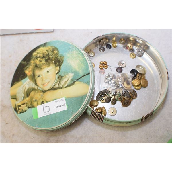 Antique Buttons in Old Tin
