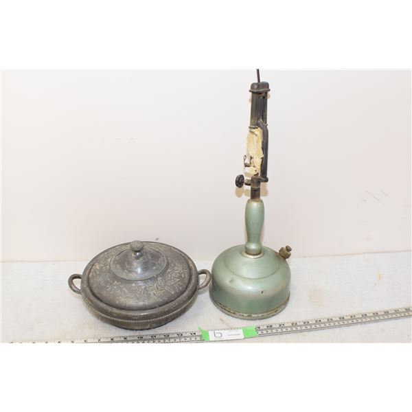 Silver Plate Bowl - Damaged Coleman Lamp