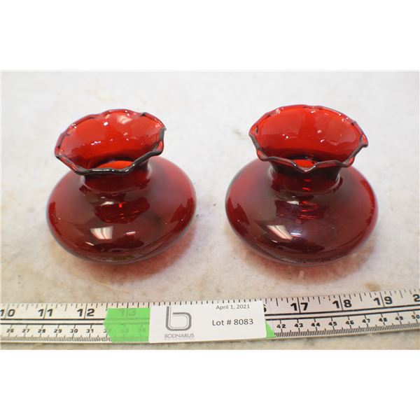 2 Pees Cranberry Glass