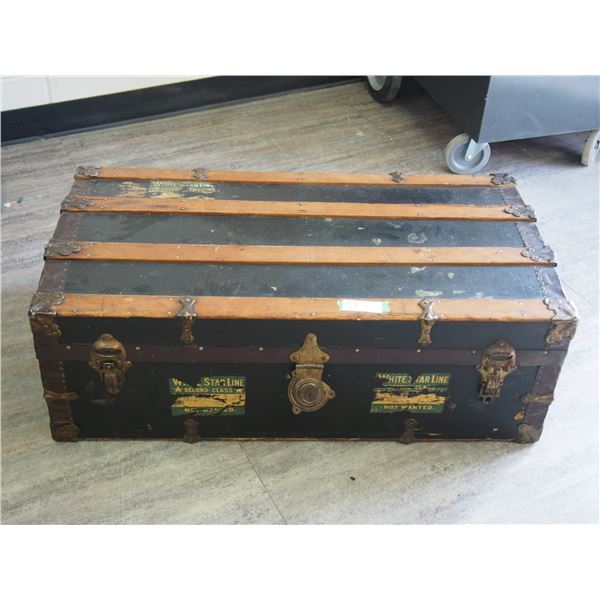 VINTAGE WOODEN TRUNK (36 L X 17 W X 8 IN DEEP)