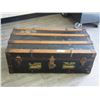 Image 1 : VINTAGE WOODEN TRUNK (36 L X 17 W X 8 IN DEEP)