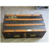Image 2 : VINTAGE WOODEN TRUNK (36 L X 17 W X 8 IN DEEP)