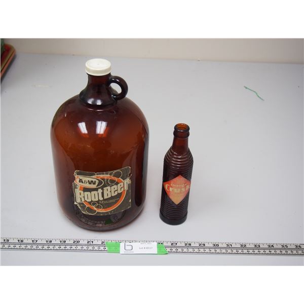 Orange Crush Bottle and A and W Root beer Toy