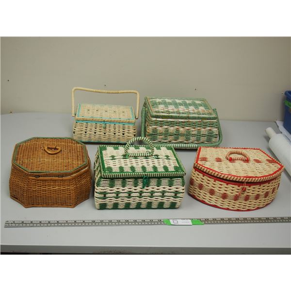 5 Wicker Sewing Baskets