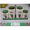 Image 1 : Vintage Green Salt, Pepper, Sugar, And Flower Set