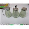 Image 1 : Green Glass Syrup Vinegar And Salt Set