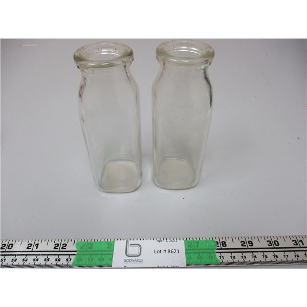 2 Small Milk Bottles
