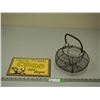 Image 1 : EARLY METAL EGG CARRYING BASKET, AND EGG TIN SIGN