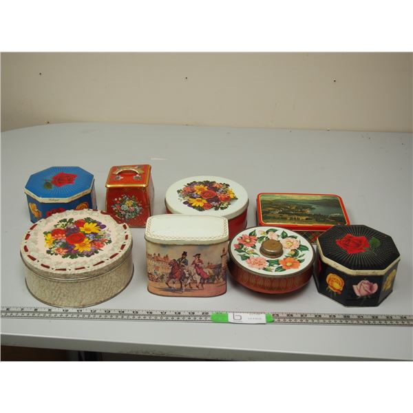 8 VINTAGE COLLECTOR TINS