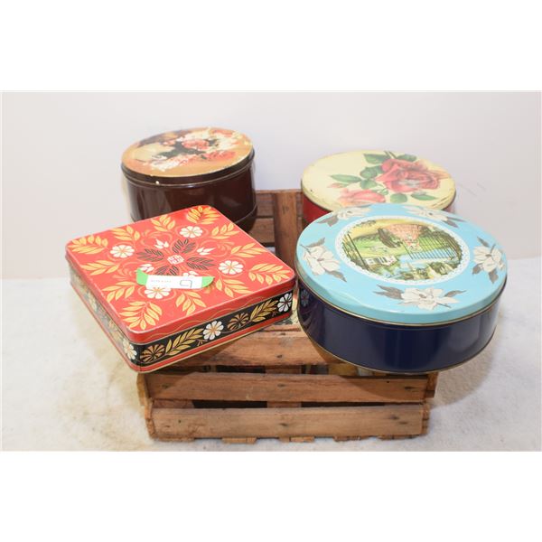 GENERIC TINS IN WOODEN CRATE