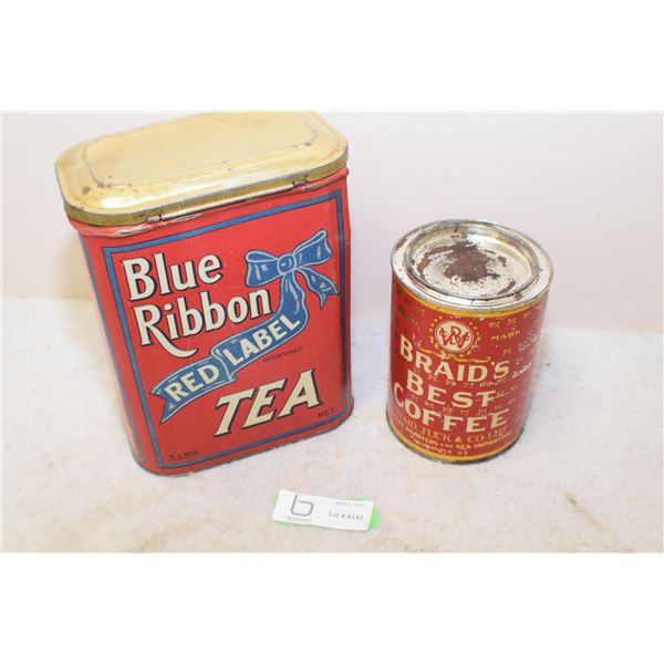 BRAIDS COFFEE/ BLUE RIBBON TEA TIN