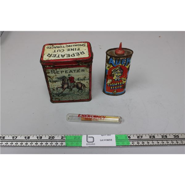 Repeater can, Auer Lighter Fluid and In Case of an Emergency