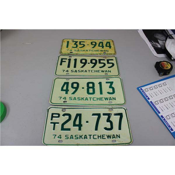 1974 Sask License Plates - 4 Plates
