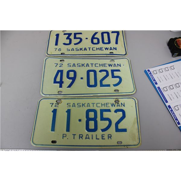 1972 Sask License Plates - 4 Plates