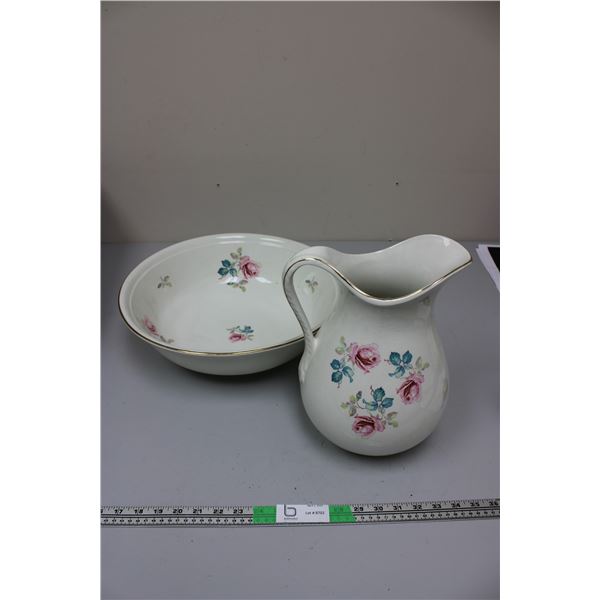 Wash Basin - hairline crack in Pitcher and one crack in Bowl