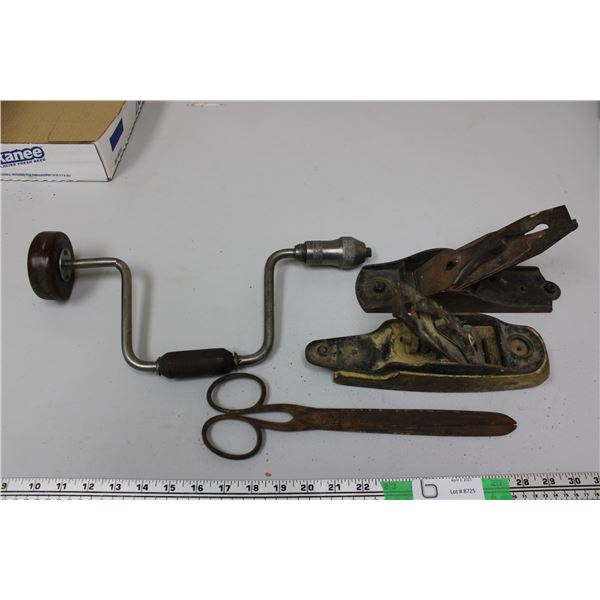 2 Metal Hand Planes Brace and Big Scissors