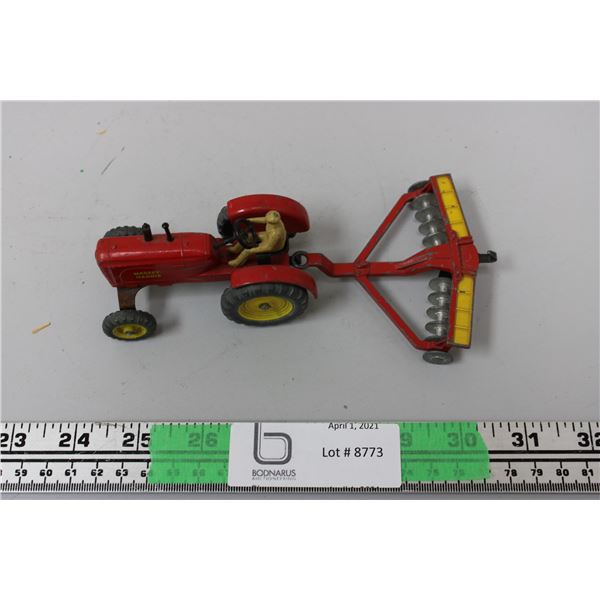 Dinky Toys Massey Harris Tractor with man and disker