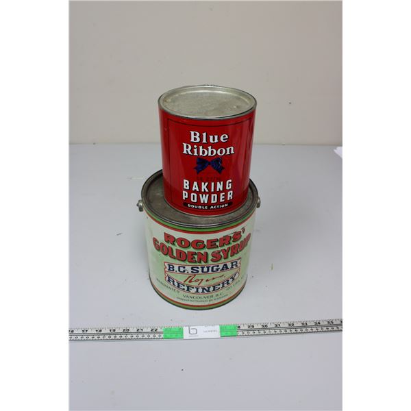 Rodgers Golden Syrup Pail and Blue Ribbon Can