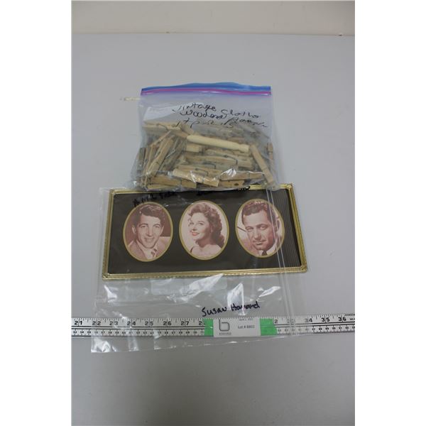 Dean Martin/Susan Hayward Picture w/ Vintage wooden clothes pins