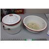 Image 1 : Enamel Ware Bowl and Pot w/ Lid