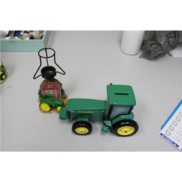 John Deere Coin Bank & Candle Holder