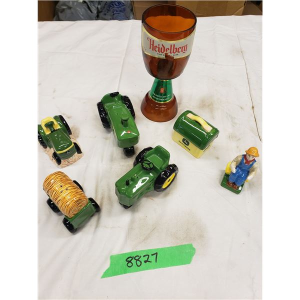John Deere Salt & Pepper Shakers and Heidelburg Glass