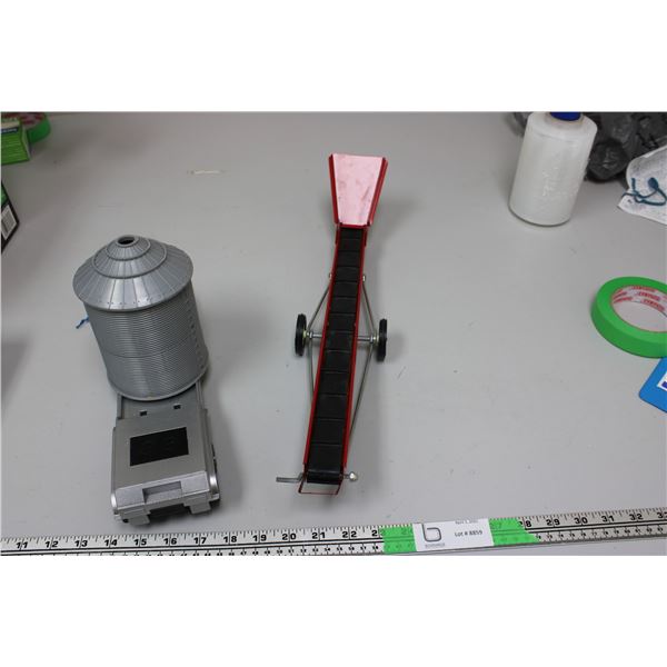 Plastic Grain Bin w/ Semi Trailer & Bale Loader