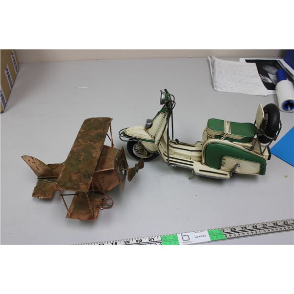 Tin airplane and tin motorcycle