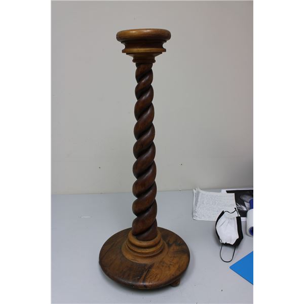 Wooden twisted pole candle holder 29" tall