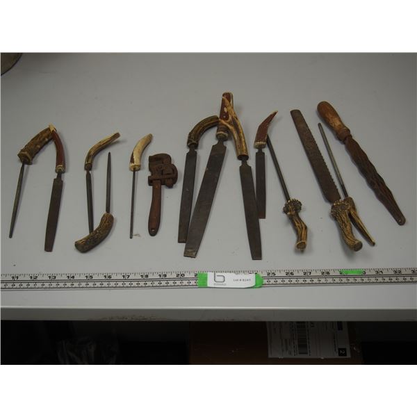 Vintage files with horn handles and other tools