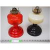 Image 2 : Vintage Colored Oil Lamps (missing 1 chimney)