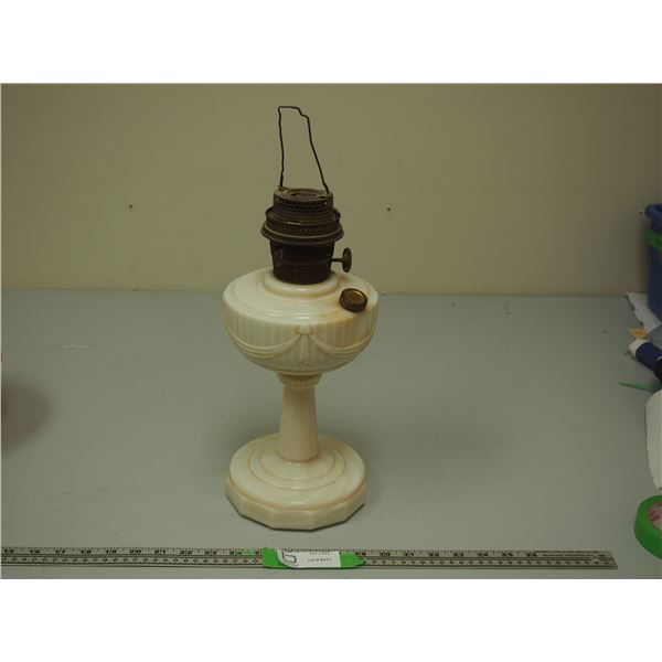 Vintage Aladdin Milk Glass Oil Lamp