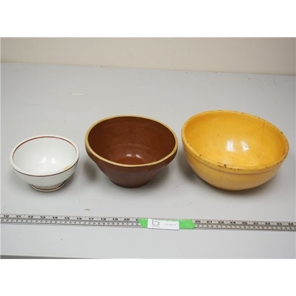 (3) Stoneware Bowls