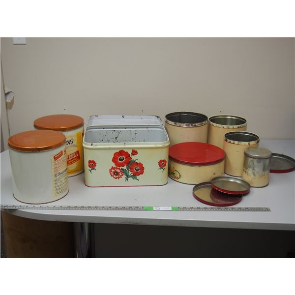 Vintage Lunch Basket plus Vintage Tins, Cannisters