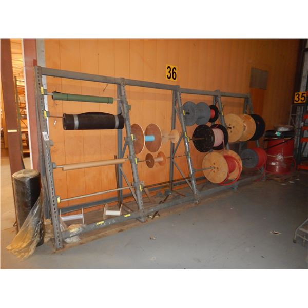 SPOOL RACK W/ MISC TUBING (4 SECTIONS)