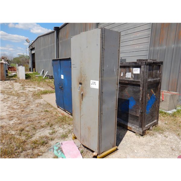 METAL 2 DOOR CABINET W/ GEARS, NUTS, PLATES