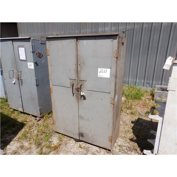 METAL 2 DOOR CABINET W/ CONTENTS